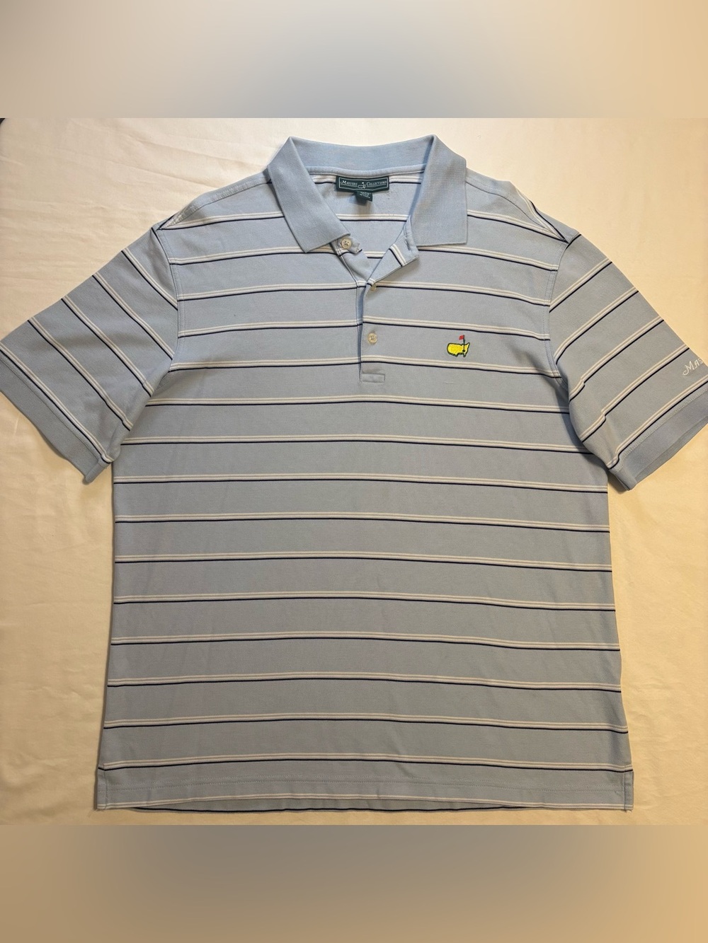 Masters Collection Light Blue Striped Golf Polo Shirt